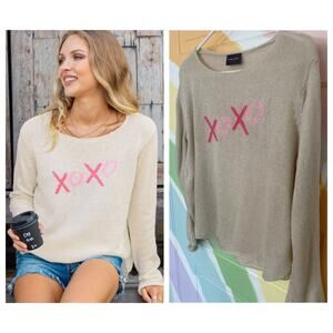 Wooden Ships XOXO Sweater Womens Small Cream Knit Slouchy Casual